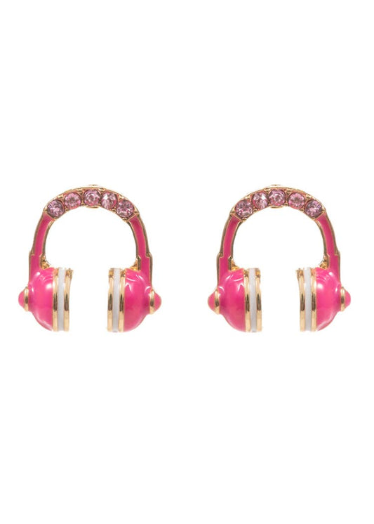 Pink Headphone Earrings