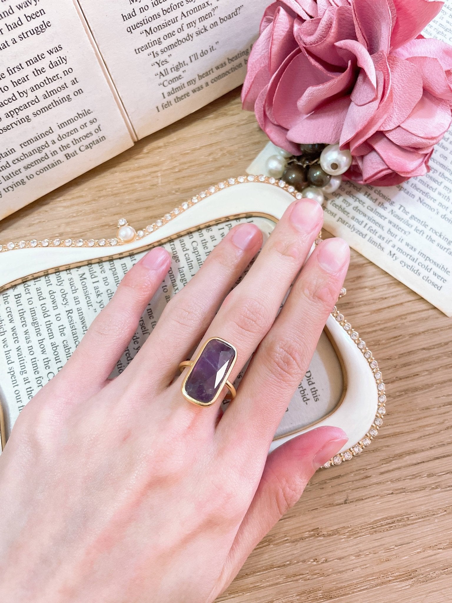 Amethyst Rectangle Ring - GF - Suburban Boho