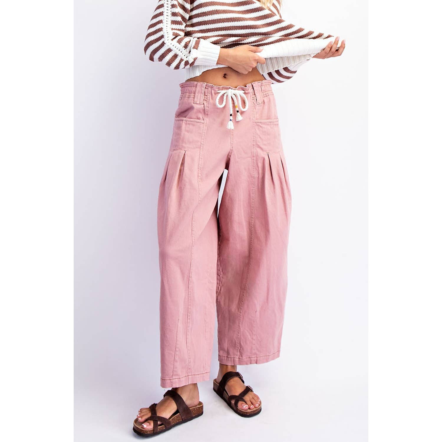 BARREL PULL ON TWILL JEANS - Suburban Boho
