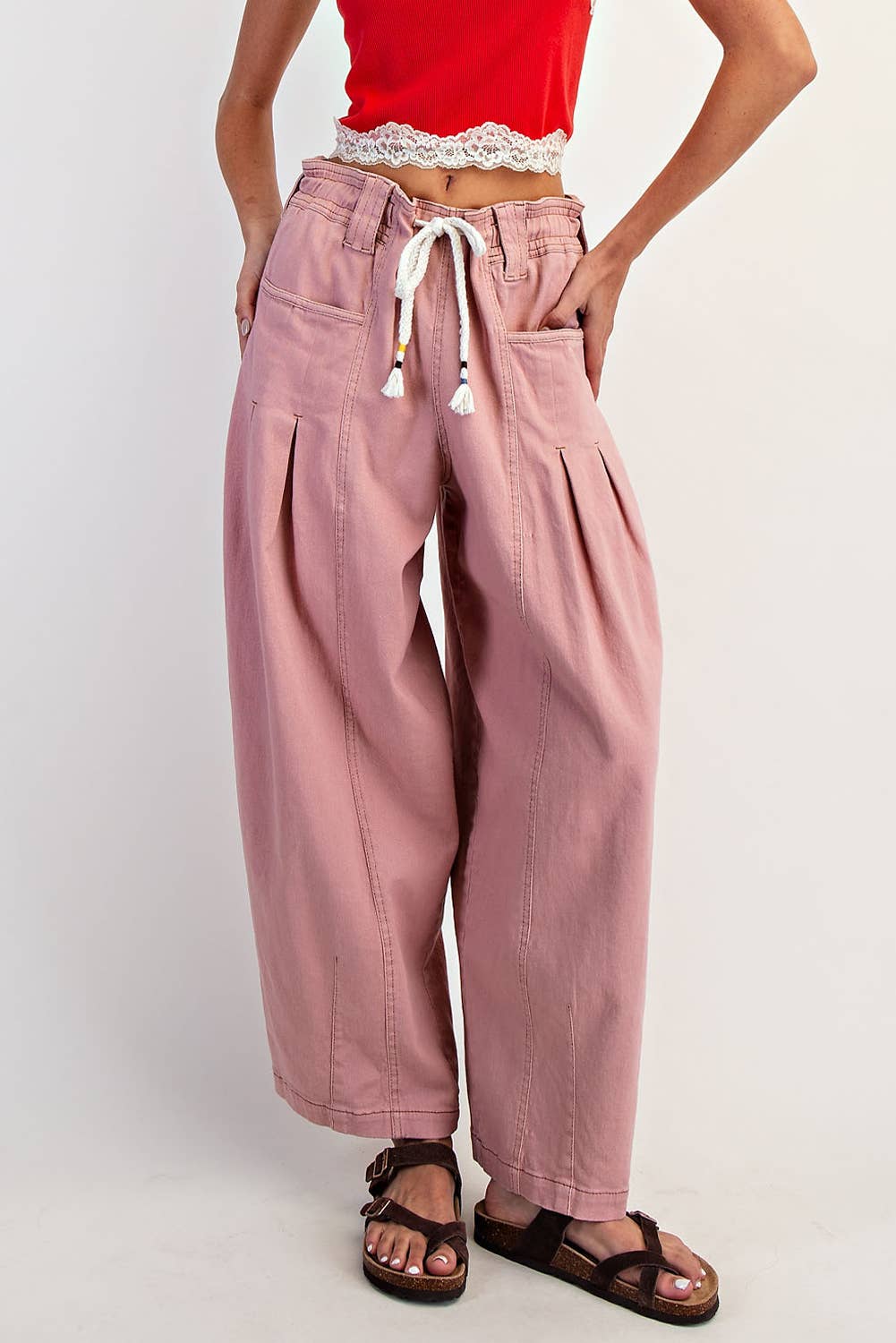 BARREL PULL ON TWILL JEANS - Suburban Boho