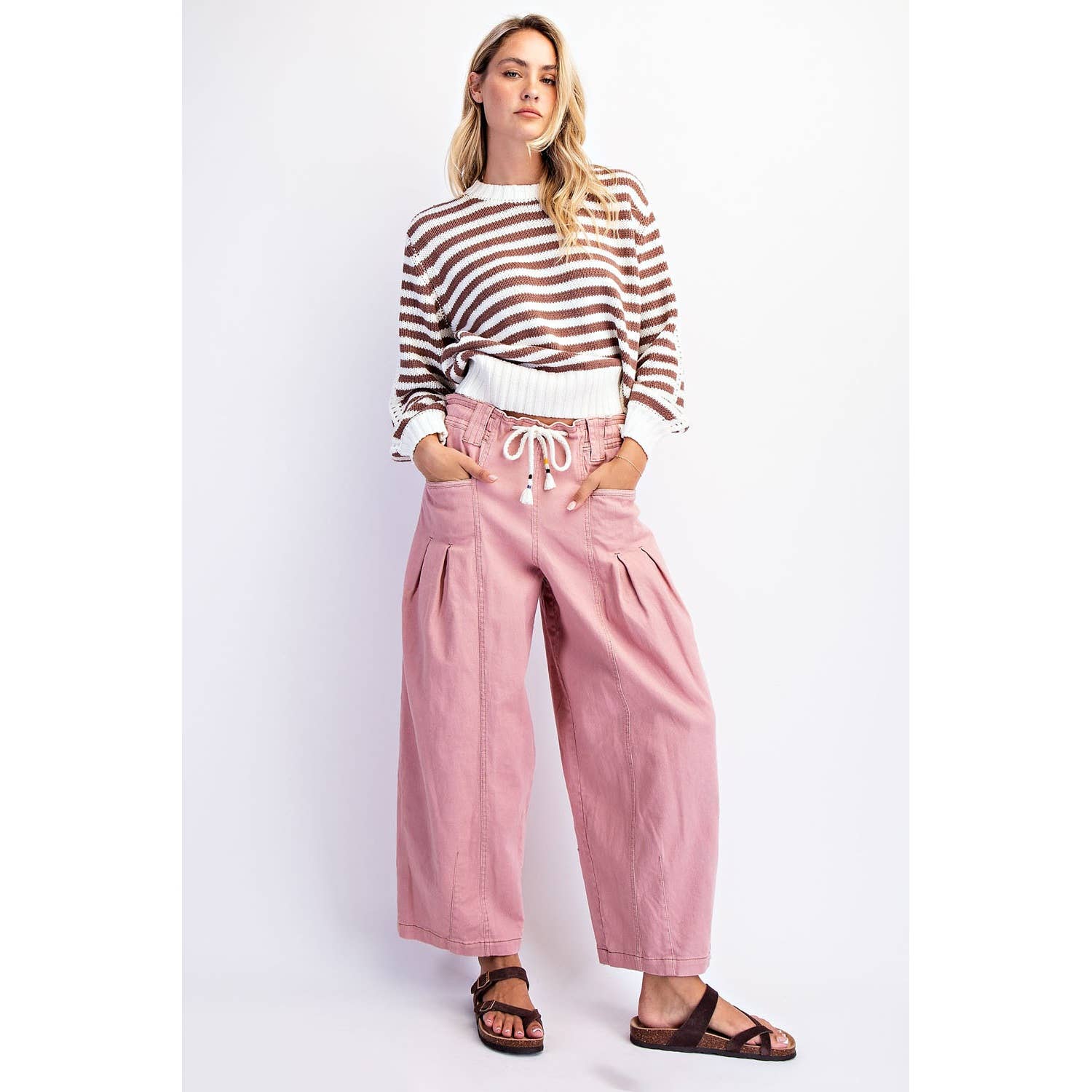 BARREL PULL ON TWILL JEANS - Suburban Boho