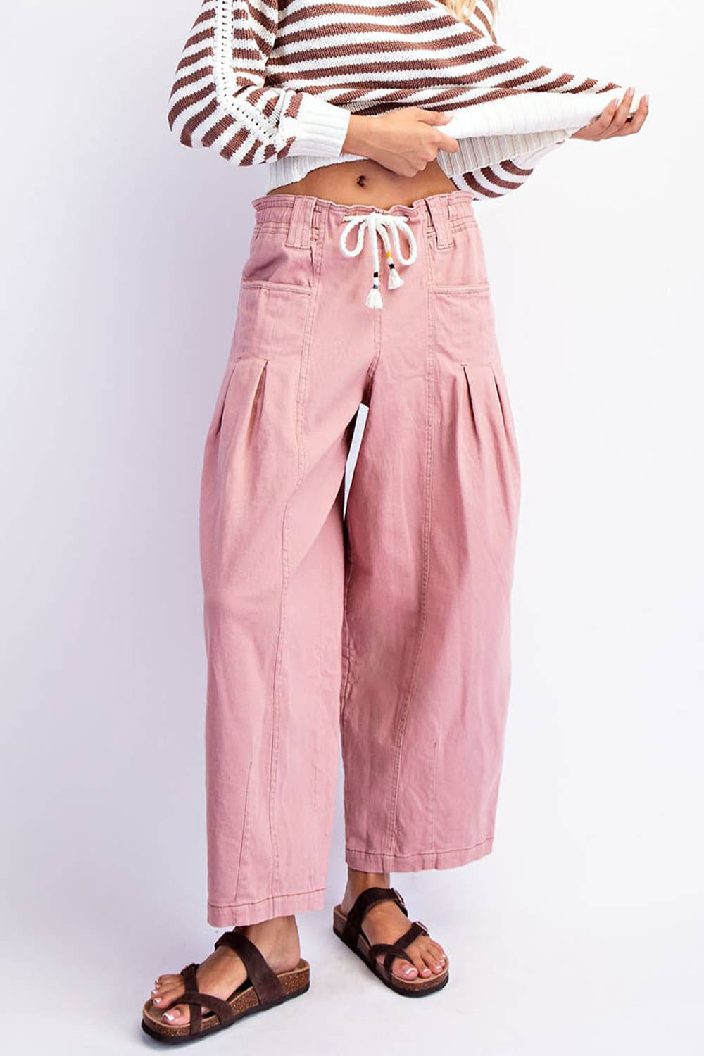 BARREL PULL ON TWILL JEANS - Suburban Boho