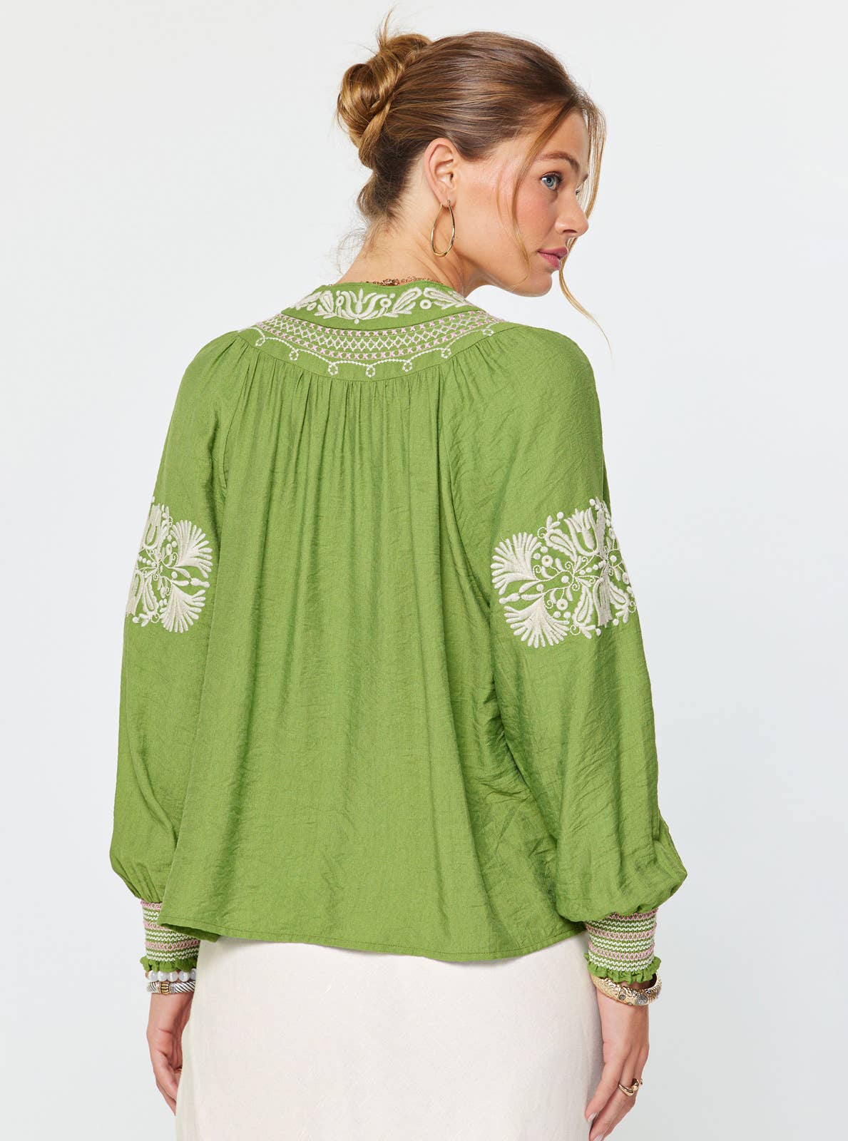 Boho Embroidered Long - sleeve Blouse - Suburban Boho
