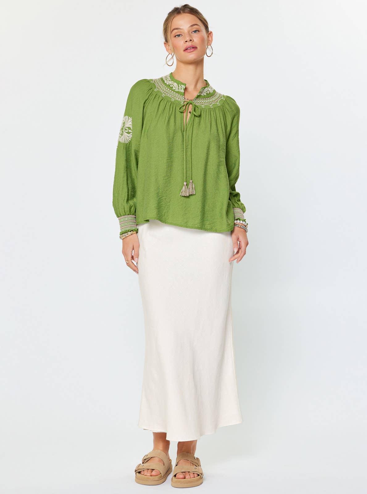 Boho Embroidered Long - sleeve Blouse - Suburban Boho