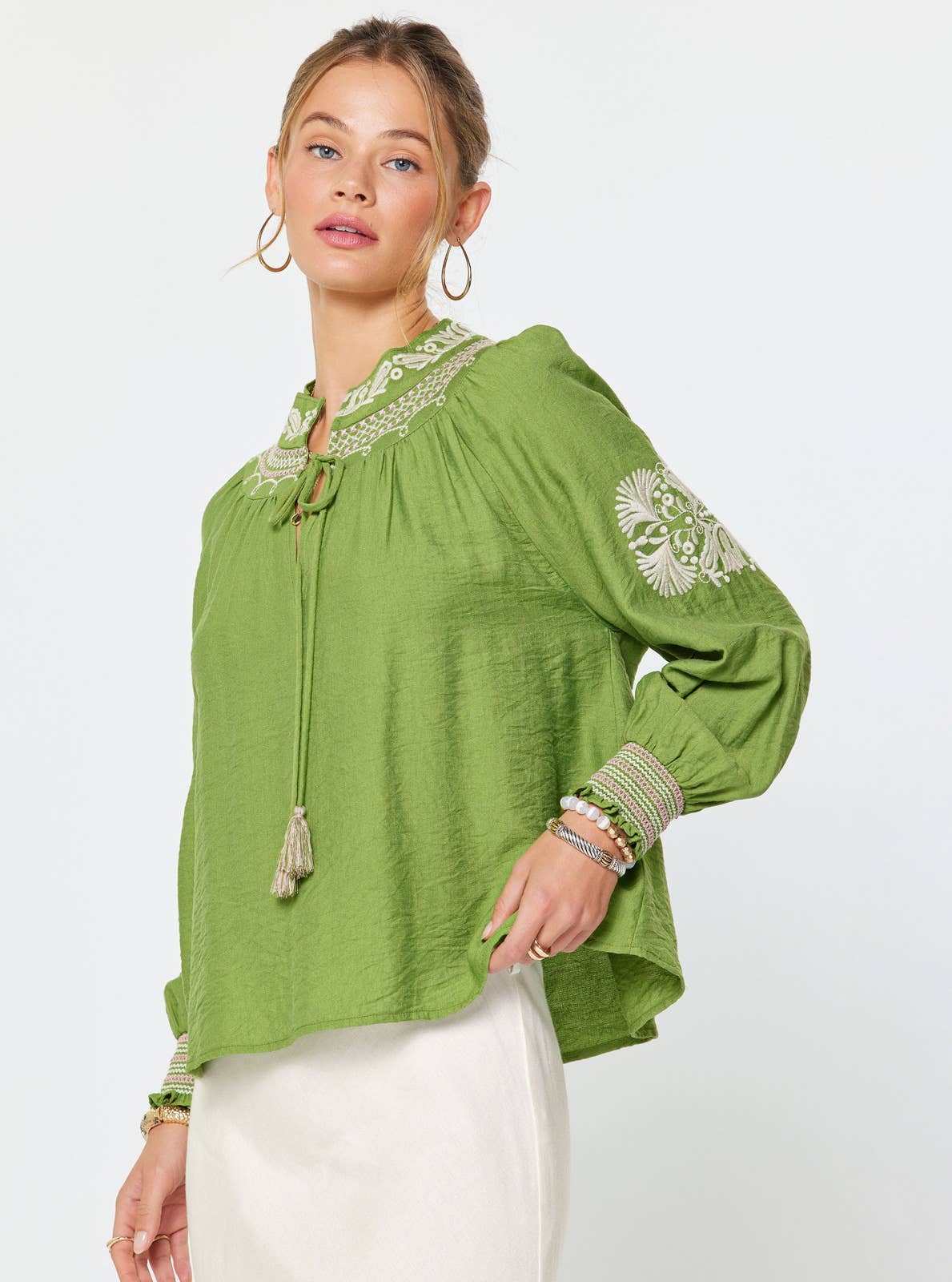 Boho Embroidered Long - sleeve Blouse - Suburban Boho