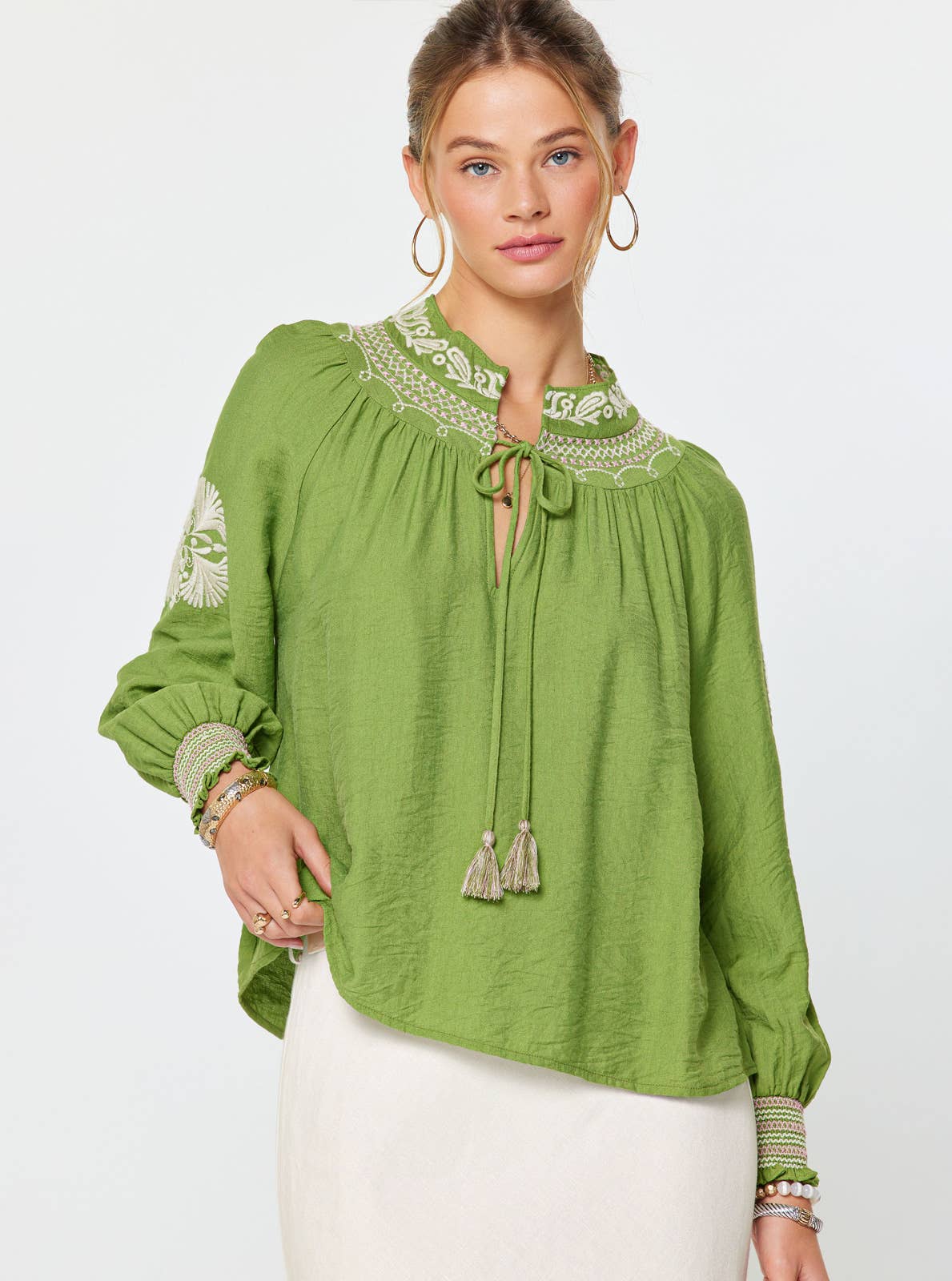Boho Embroidered Long - sleeve Blouse - Suburban Boho