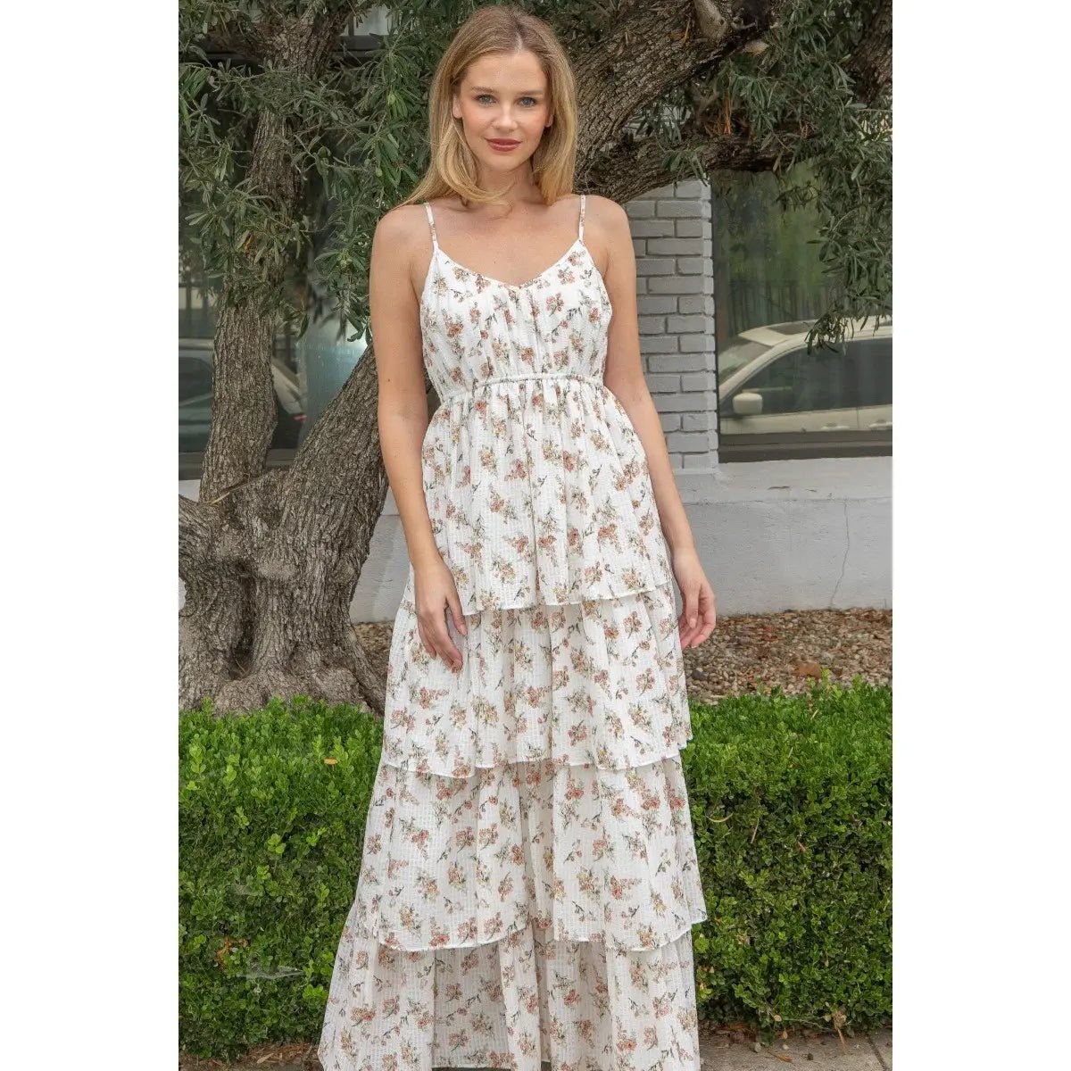 Boho Floral Print Tiered Maxi Dress - Suburban Boho