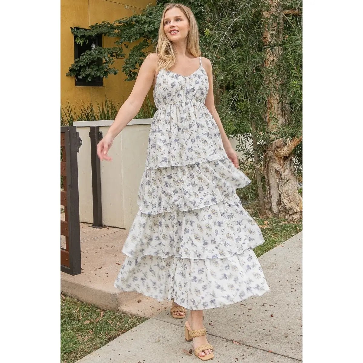 Boho Floral Print Tiered Maxi Dress - Suburban Boho