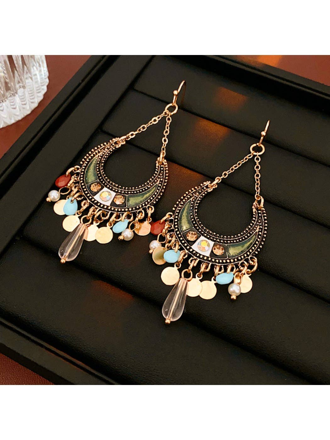 Boho Moon Drop Tassel Earrings - Suburban Boho