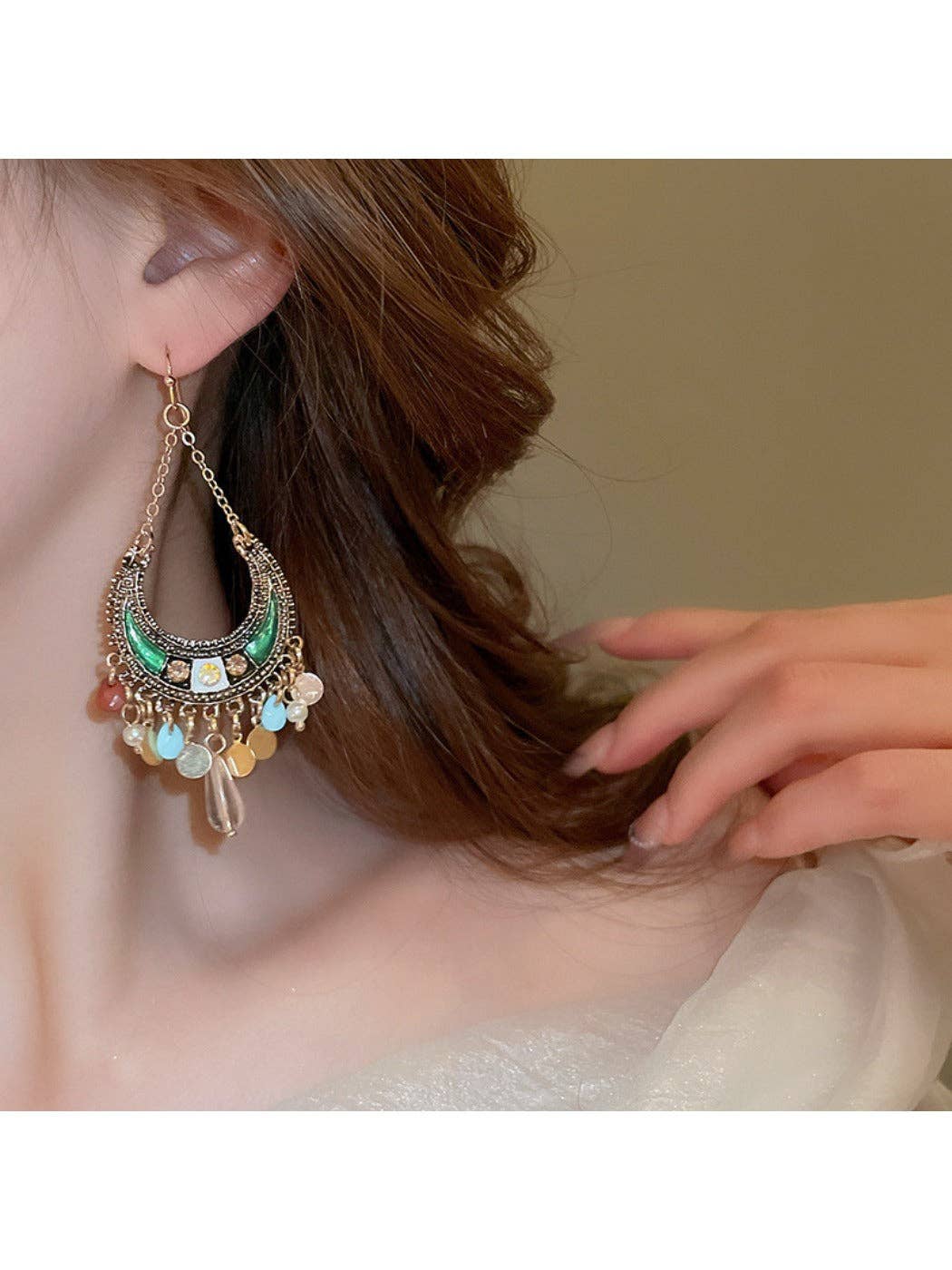 Boho Moon Drop Tassel Earrings - Suburban Boho
