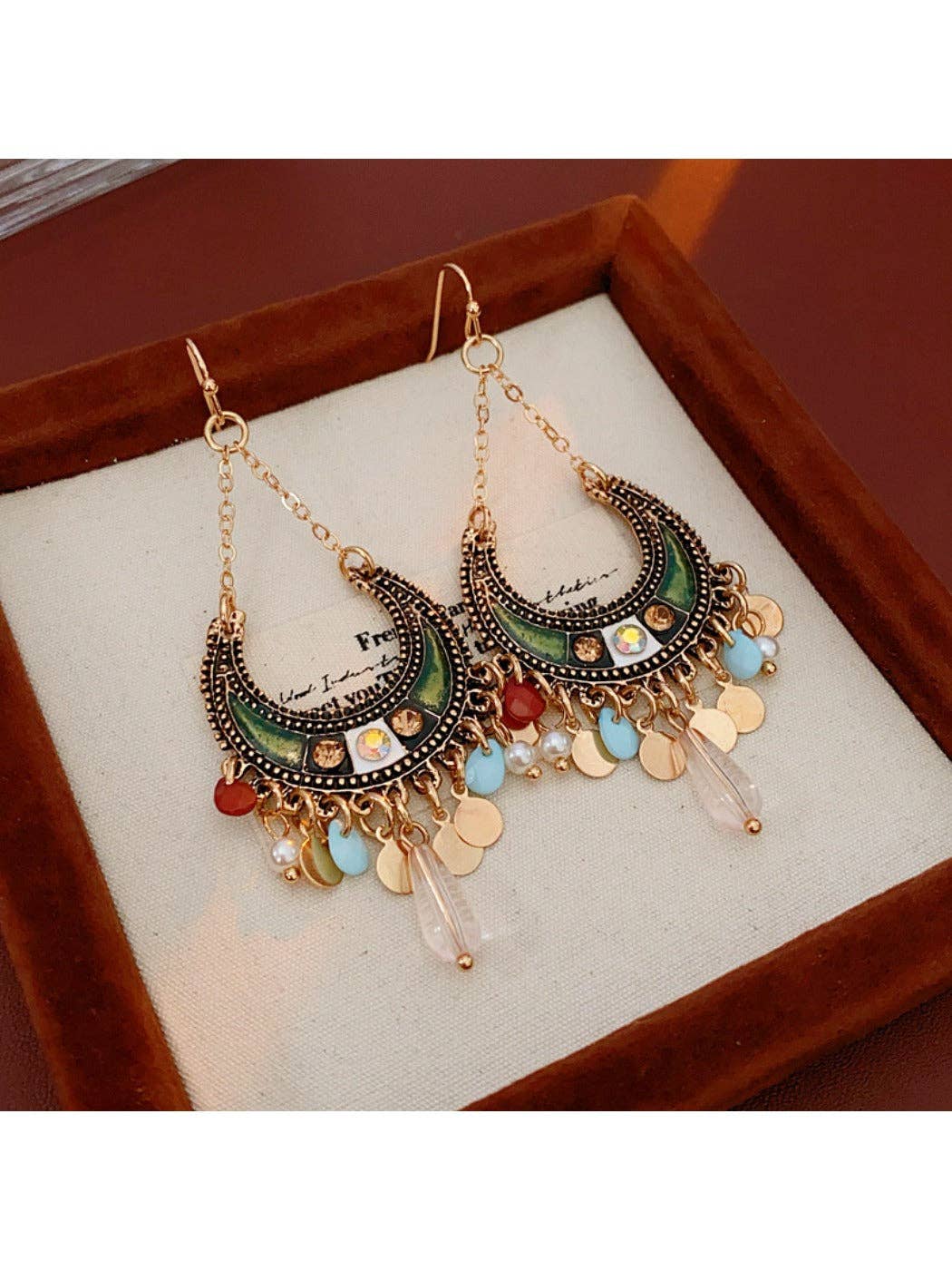 Boho Moon Drop Tassel Earrings - Suburban Boho