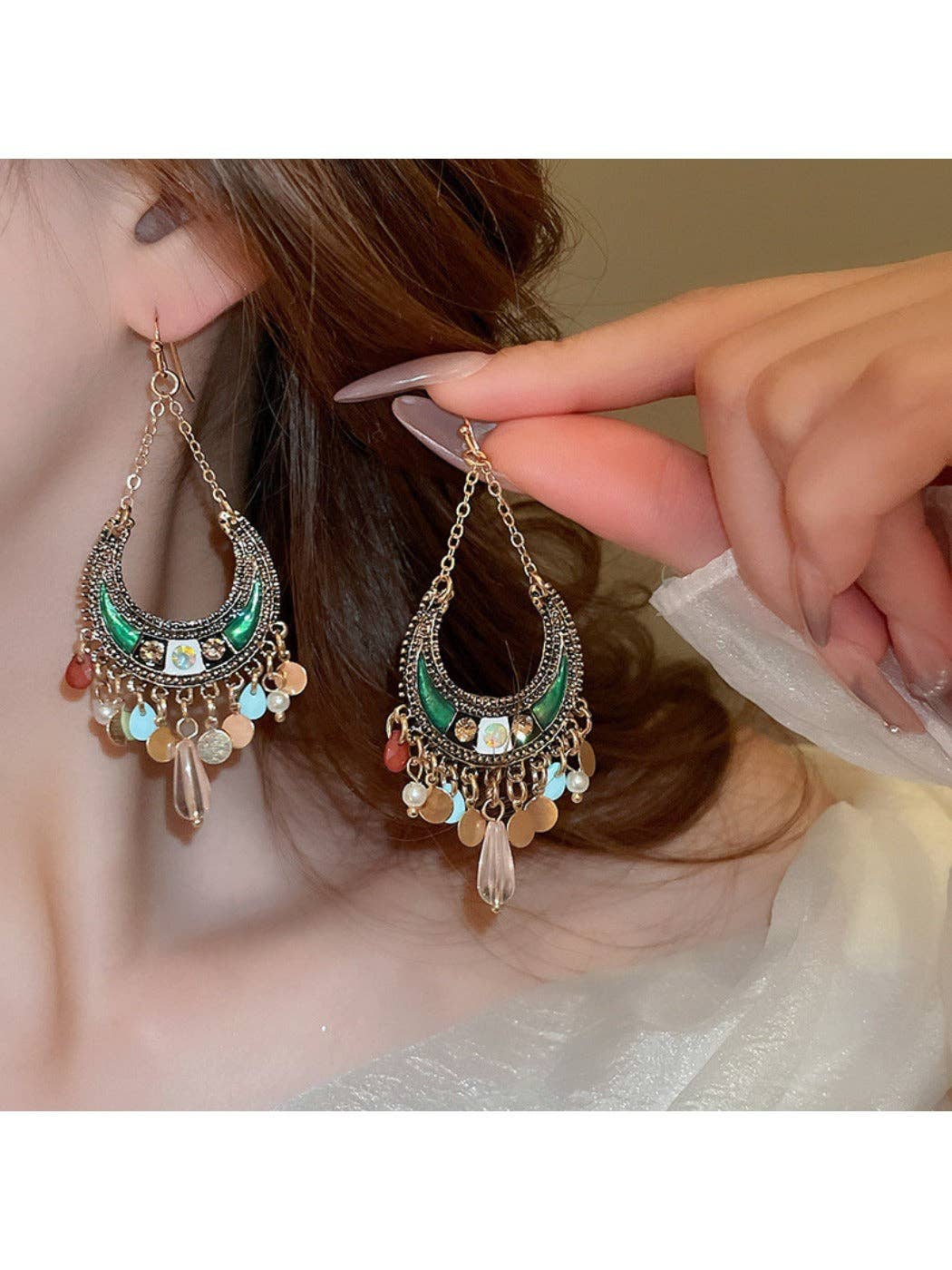Boho Moon Drop Tassel Earrings - Suburban Boho