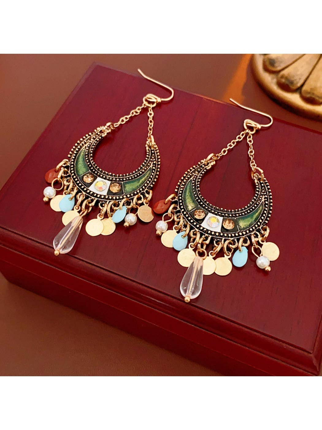 Boho Moon Drop Tassel Earrings - Suburban Boho