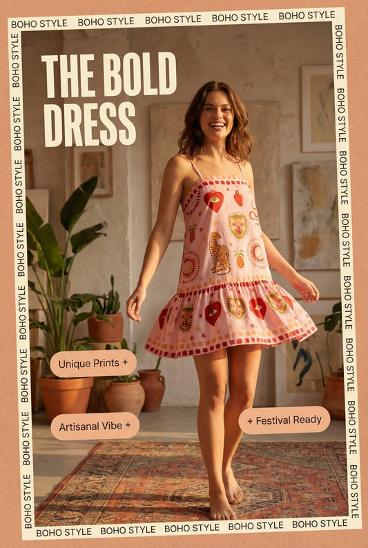 Bold Print Pink Strappy Dress - Suburban Boho