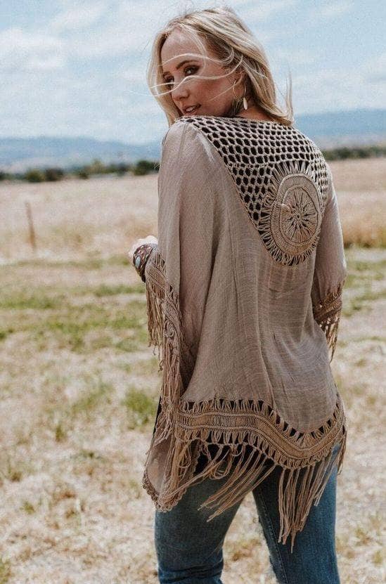 Dreamy Macramé Kimono - Mocha - Suburban Boho