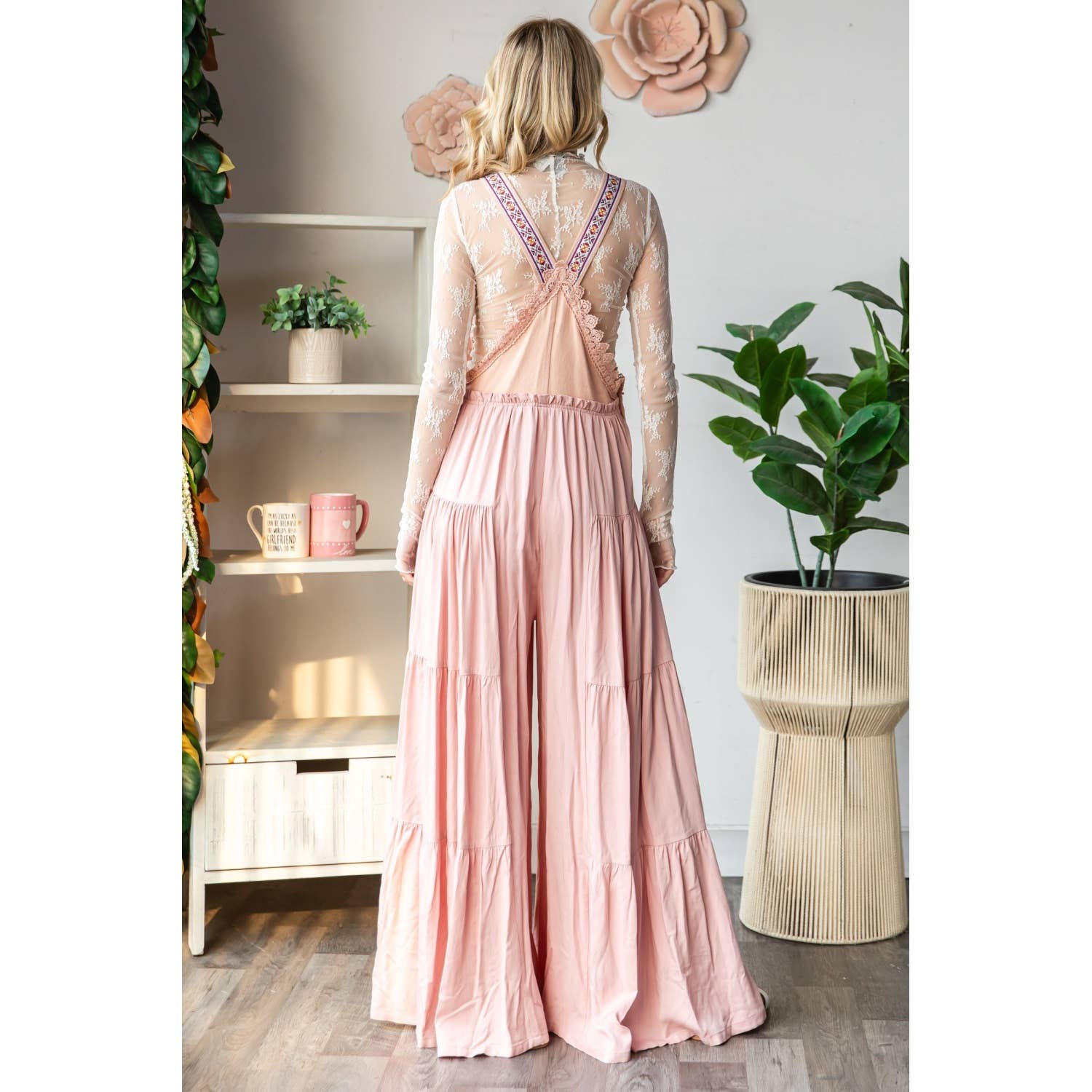Embroidered Strap Flowy Jumpsuit - Suburban Boho