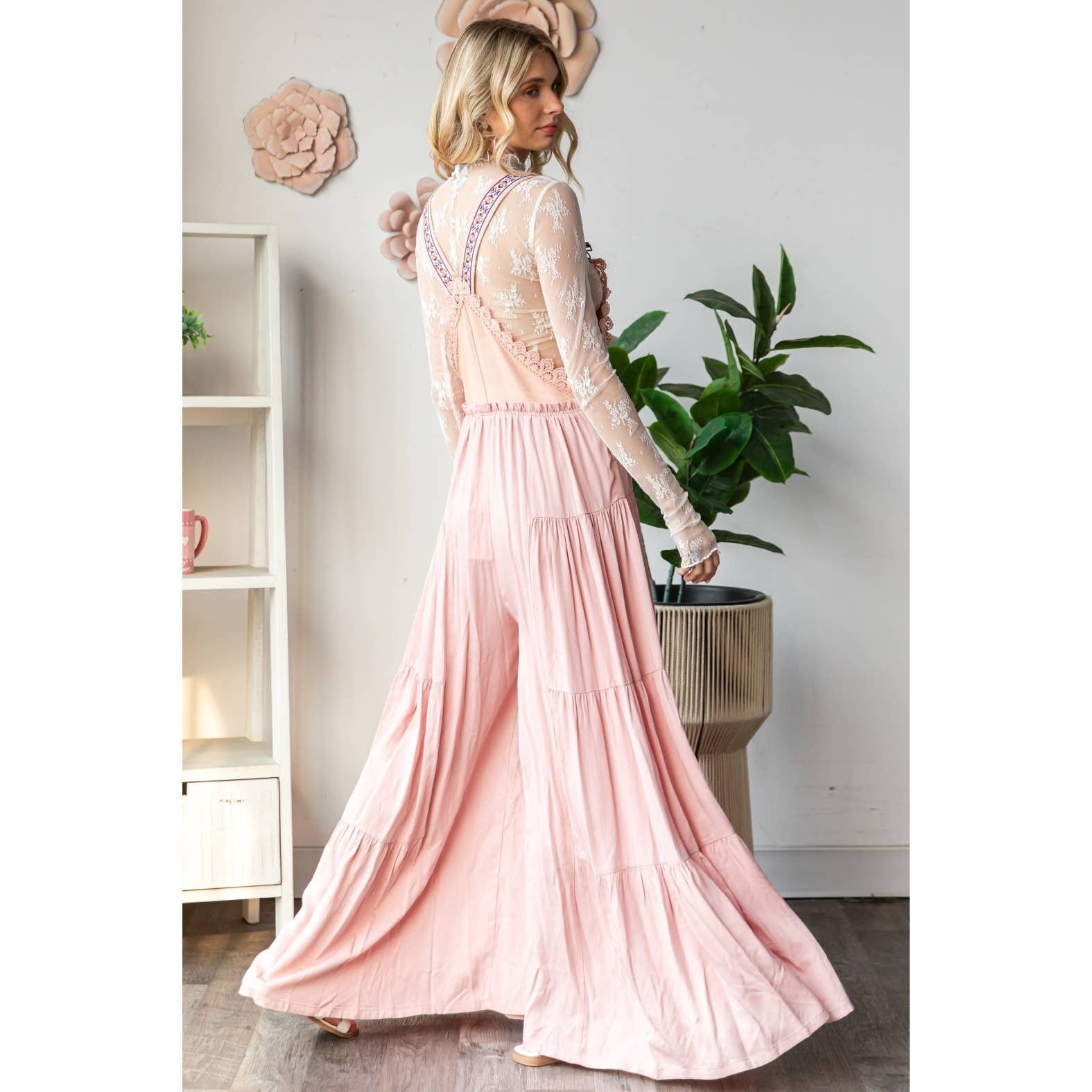 Embroidered Strap Flowy Jumpsuit - Suburban Boho