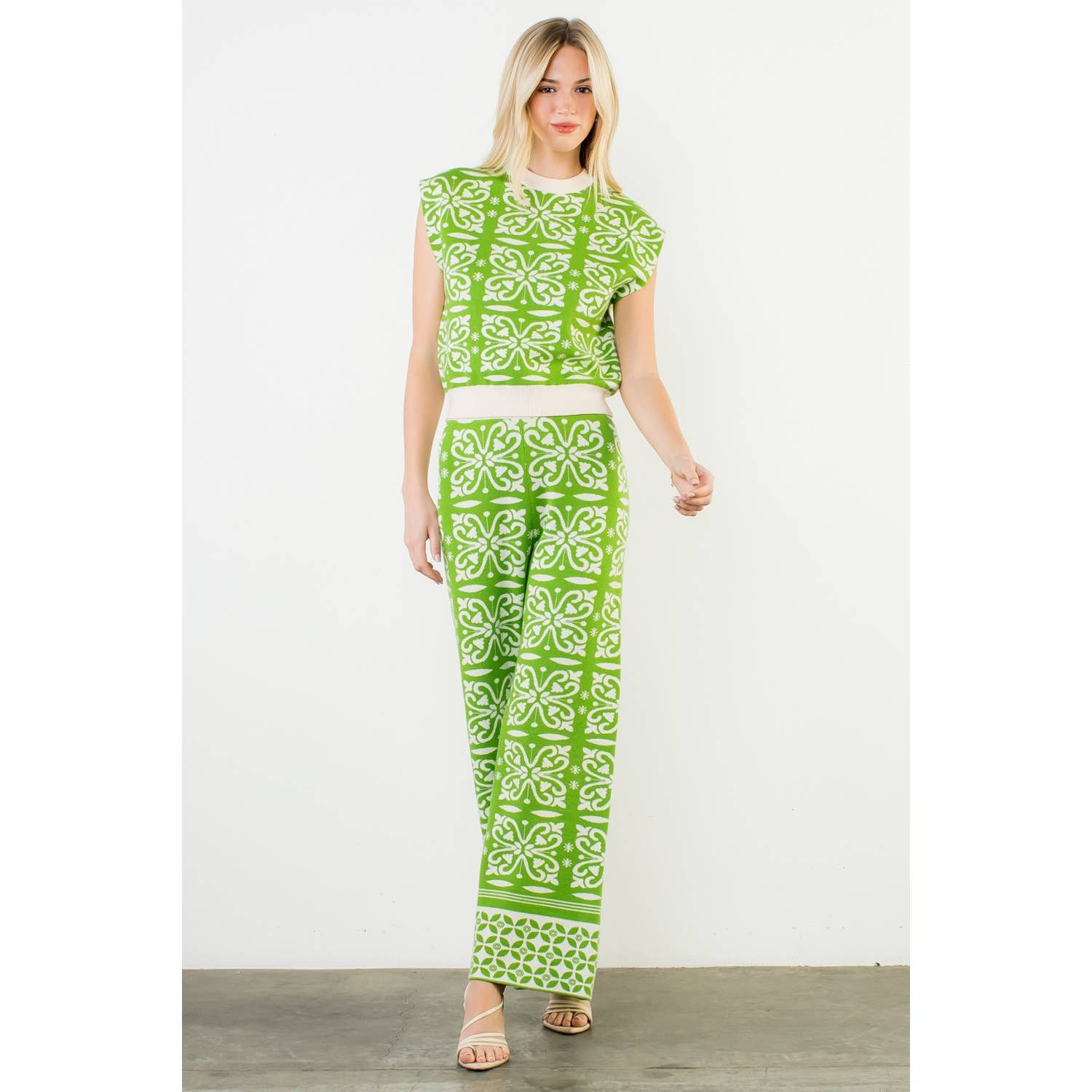 Floral Pattern Knitted Set - Suburban Boho