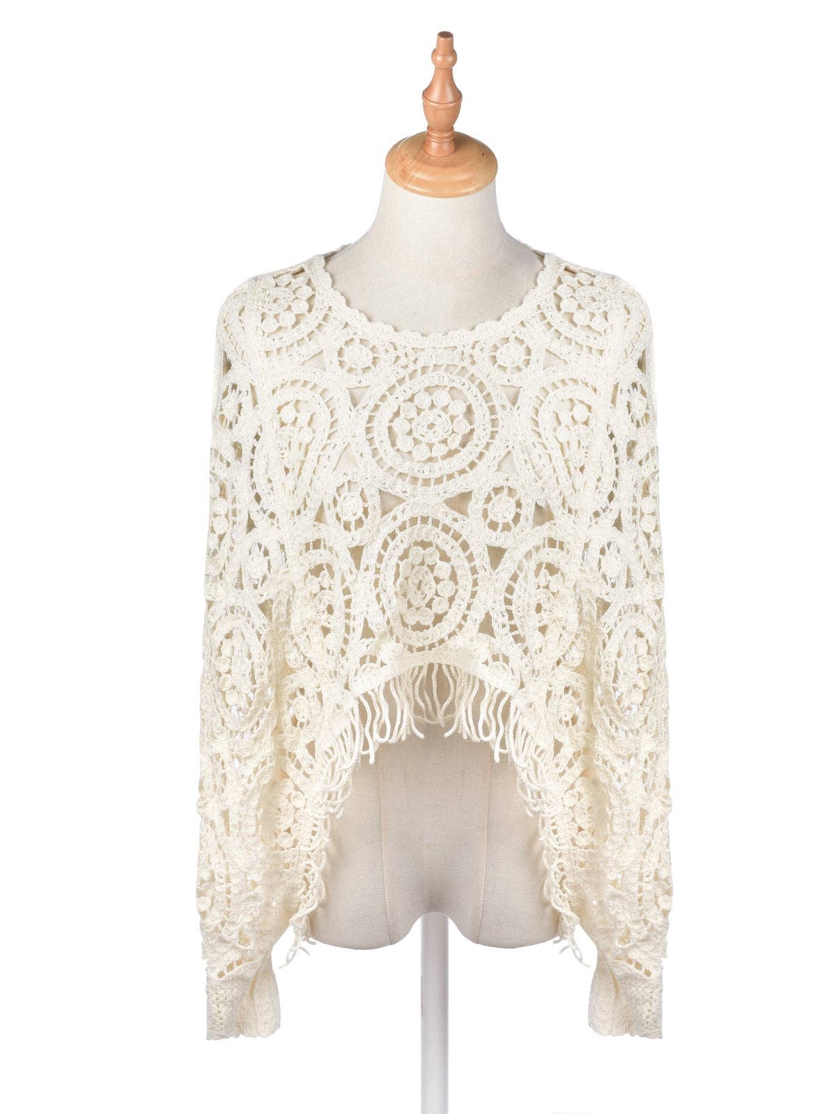 Geometric Knit Fringed Sweater - Suburban Boho