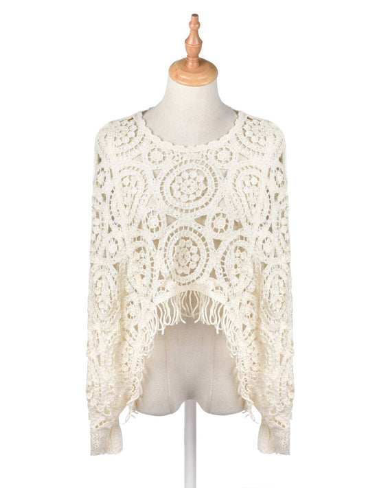 Geometric Knit Fringed Sweater - Suburban Boho