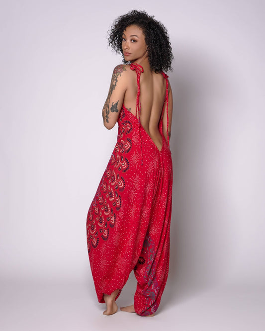 Hippie Mandala Back Boho Flowy Jumpsuit - Suburban Boho
