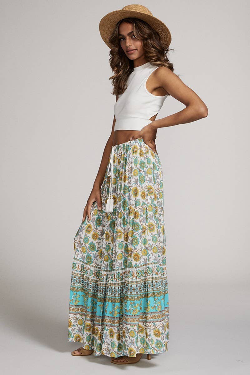 Miss Sparkling Boho Printed Maxi Skirt - Suburban Boho