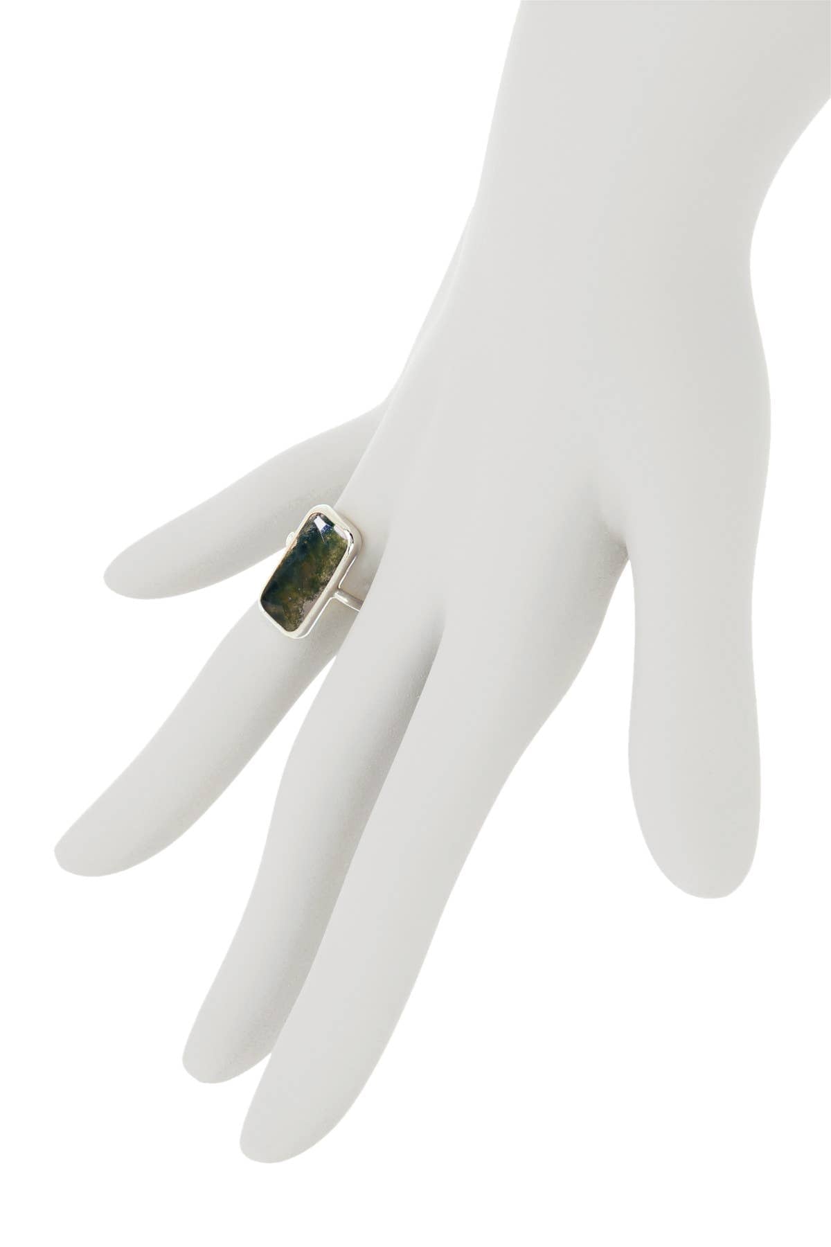 Moss Agate Rectangle Ring - SF - Suburban Boho