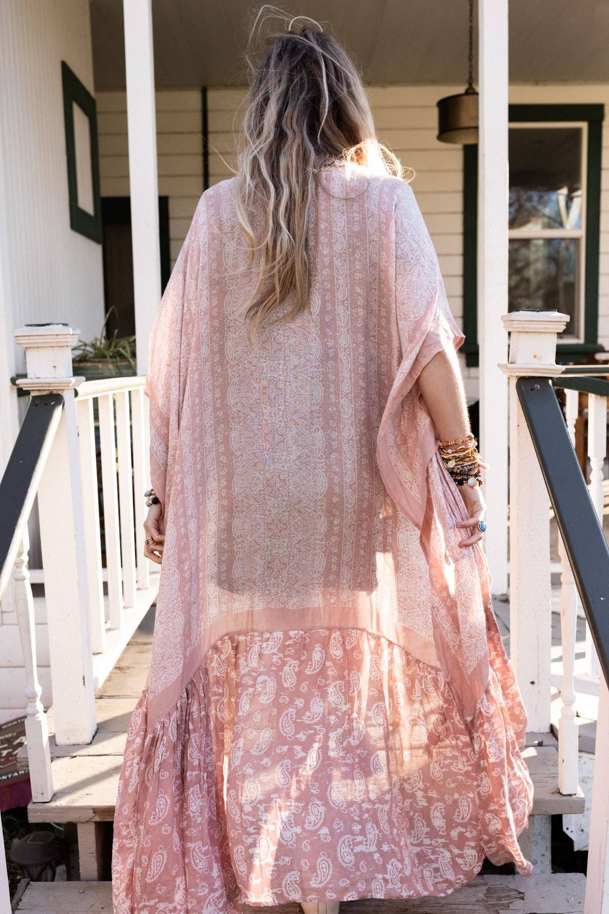 Paisley Tapestry Free Flow Duster Kimono - Blush - Suburban Boho
