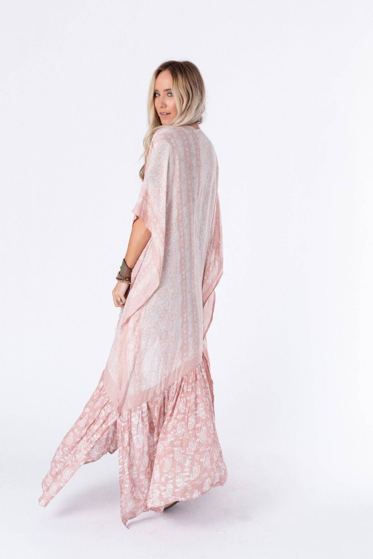 Paisley Tapestry Free Flow Duster Kimono - Blush - Suburban Boho