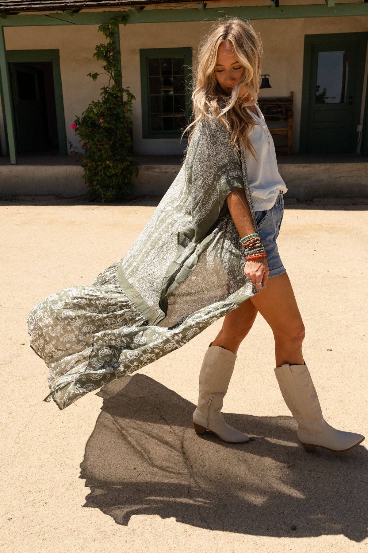 Paisley Tapestry Free Flow Duster Kimono - Olive - Suburban Boho