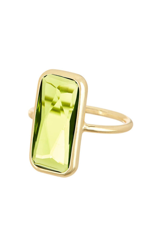 Peridot Crystal Rectangle Ring - GF - Suburban Boho