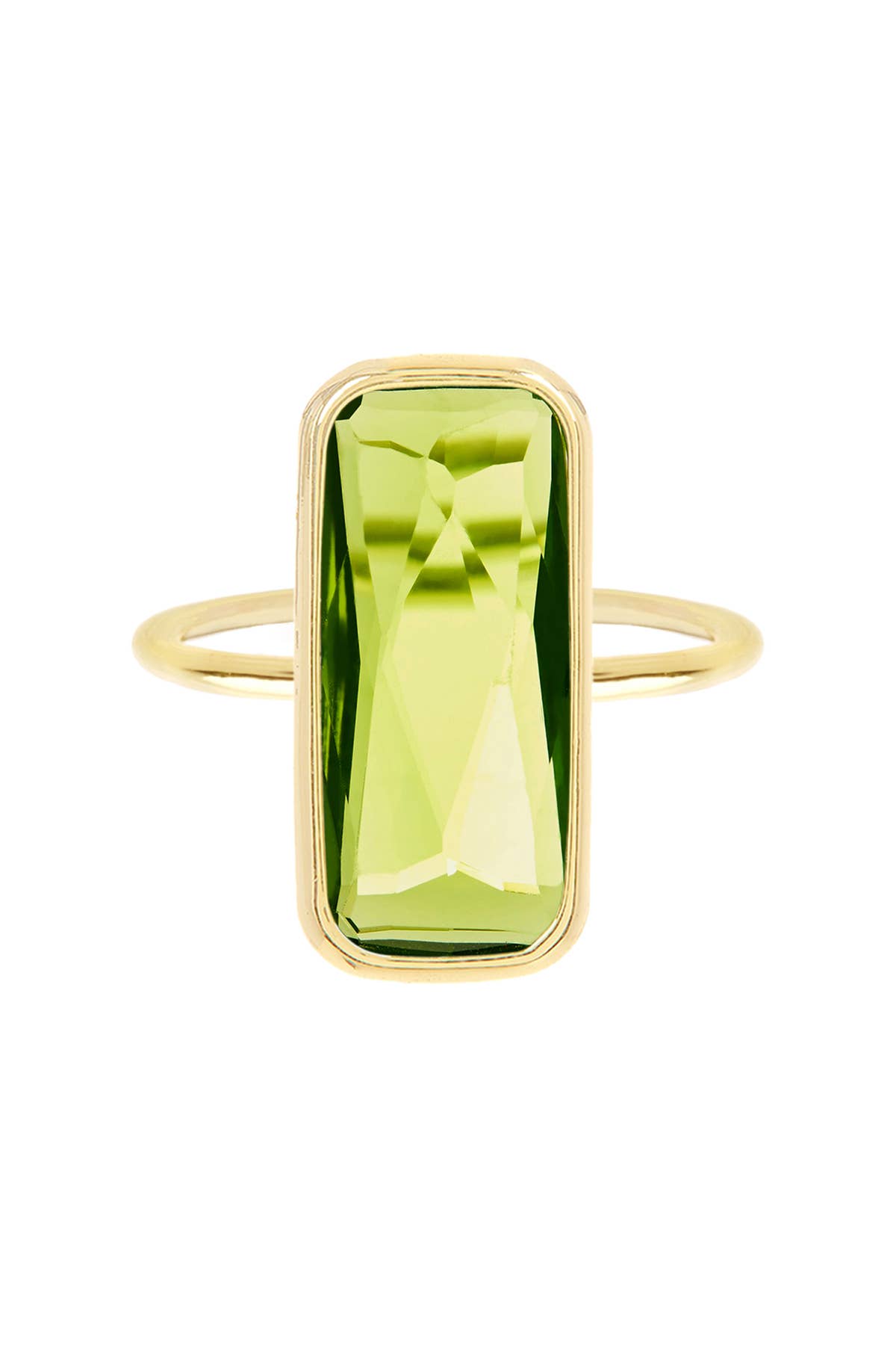 Peridot Crystal Rectangle Ring - GF - Suburban Boho