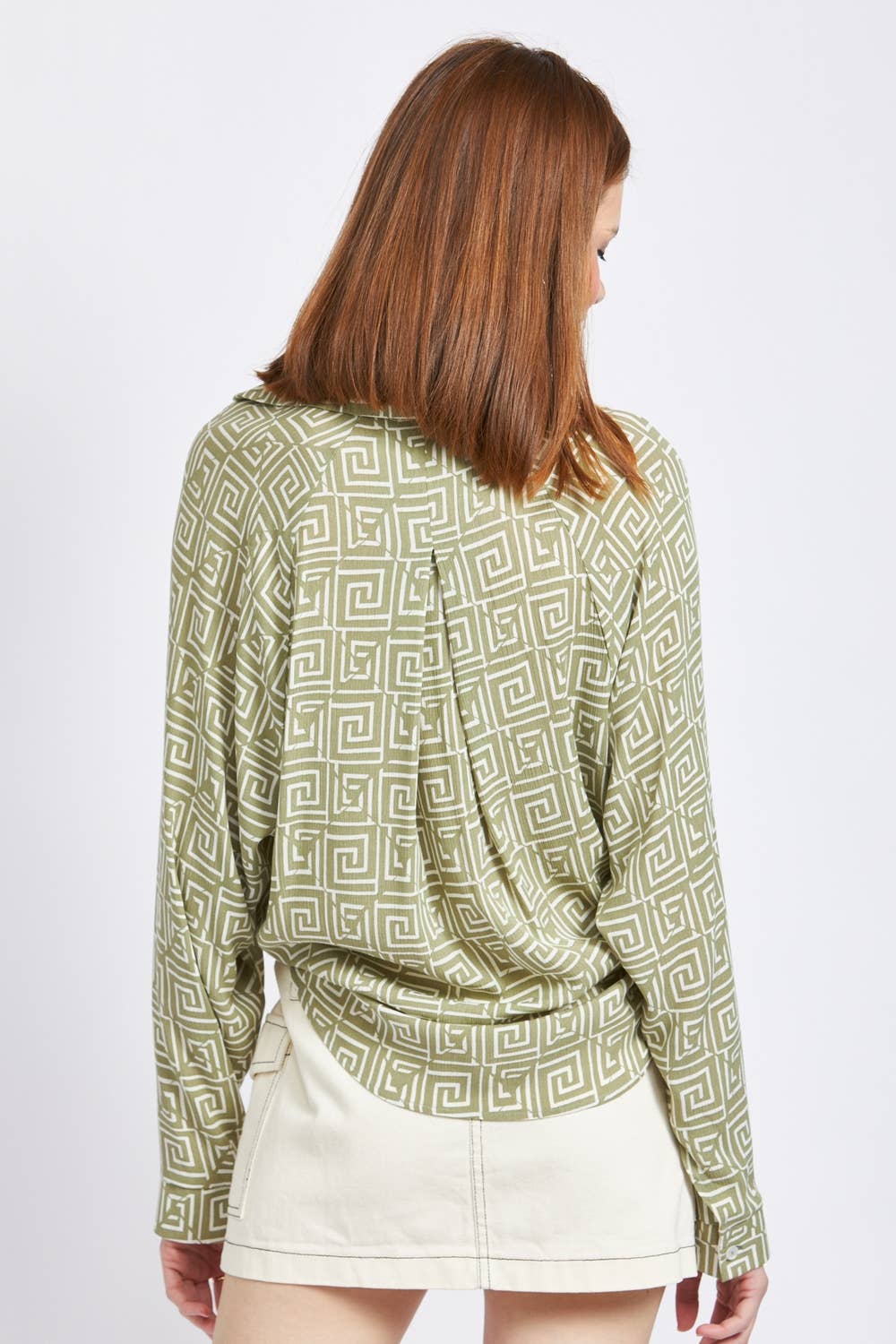 PRINTED TIE FRONT TOP - Suburban Boho