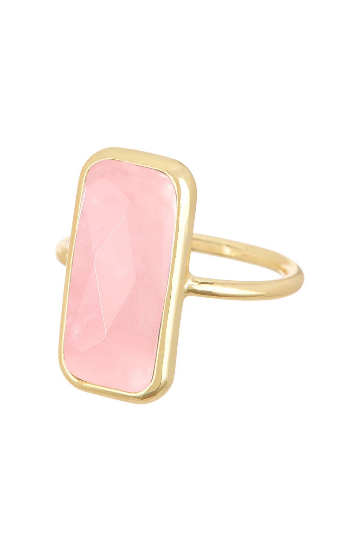 Rose Quartz Rectangle Ring - GF - Suburban Boho