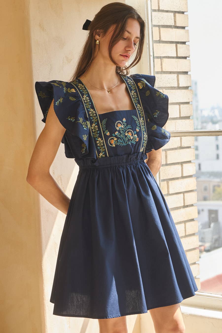 Solid Poplin Mini Dress - Suburban Boho