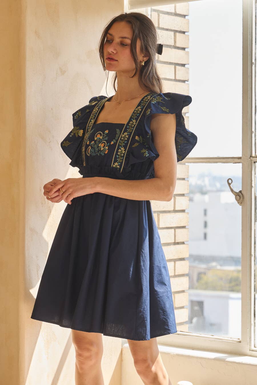 Solid Poplin Mini Dress - Suburban Boho