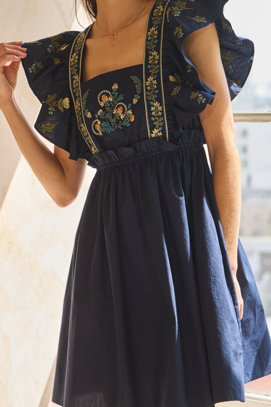 Solid Poplin Mini Dress - Suburban Boho