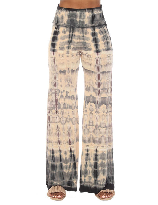 Tie Dye Boho Hippie Palazzo Casual Pant Teal Cream - Suburban Boho