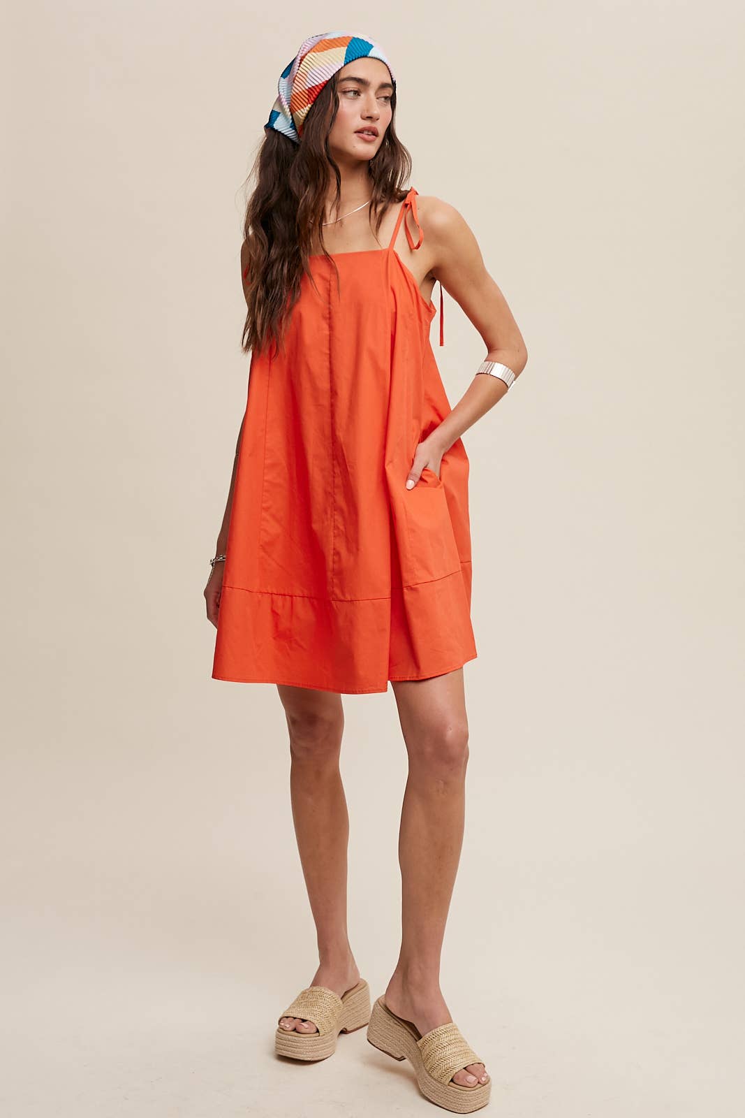 Tie Strap A - Line Mini Dress LD1361 - Suburban Boho