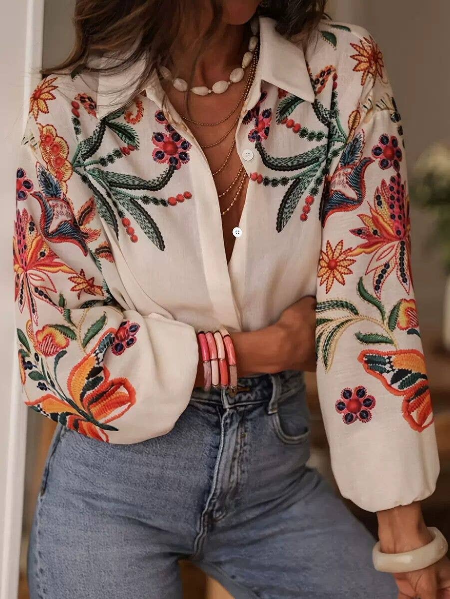 Women's Floral Digital Print Shirt - Suburban Boho