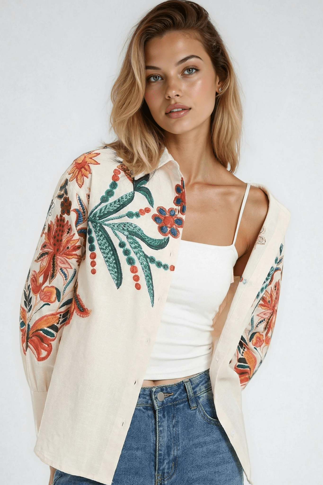 Women's Floral Digital Print Shirt - Suburban Boho